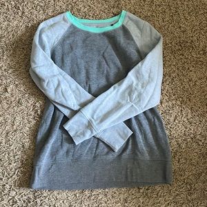 Grey/teal sweater crew neck style